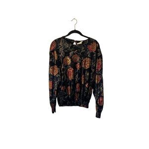 Valentine vintage, black and gold floral Gathered waist velvet top 8 whimsigoth